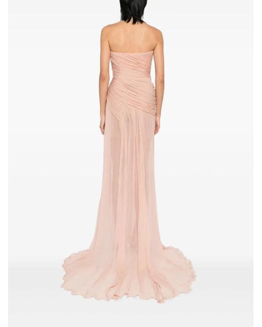 Ermanno Scervino Pink Strapless Draped Gown