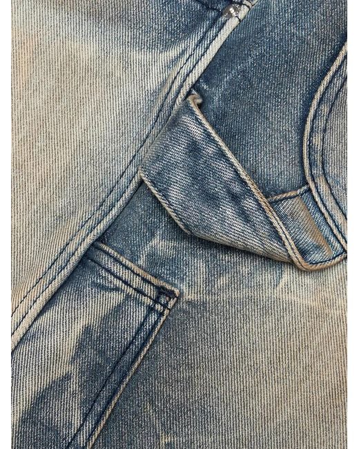 HELLSTAR Blue Short À Bords Effilochés for men