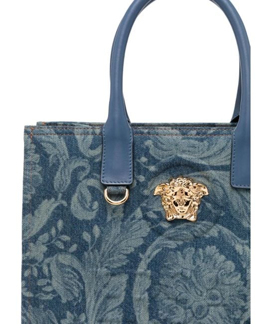 Versace Blue Kleine Barocco La Medusa Tote Bag