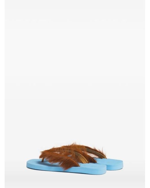 Marni Blue Ponyhair Flip-Flops for men