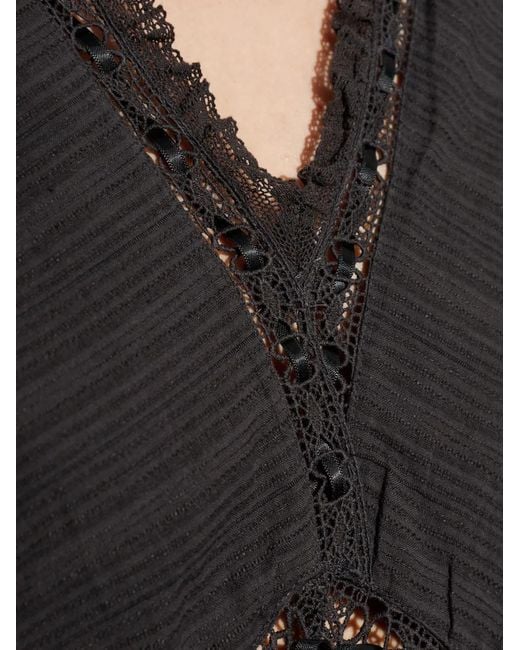 Isabel Marant Black Cotton And Linen Gauze Top