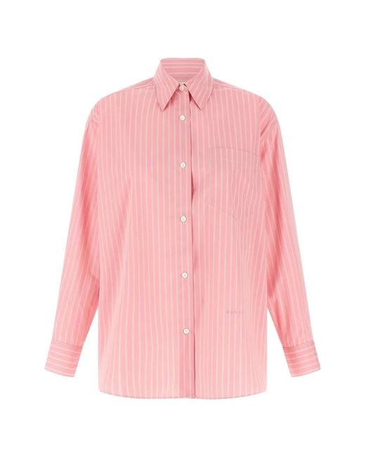 Marni Pink Striped Oversized Shirt