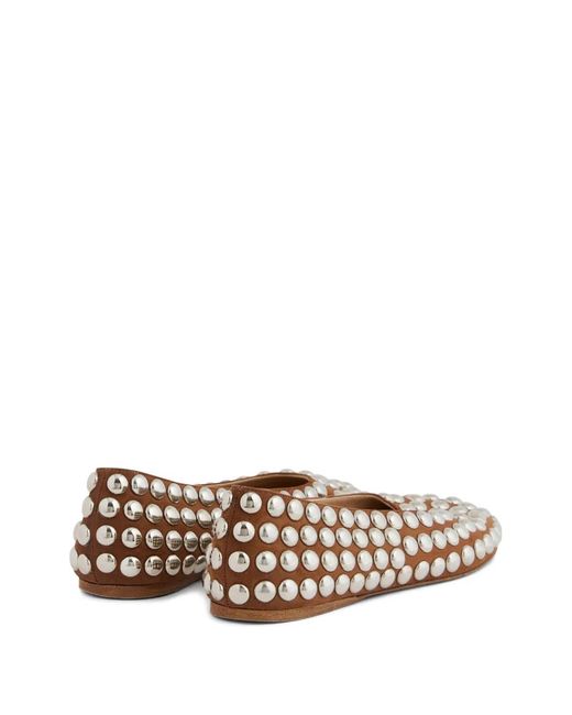 Rabanne Brown Studded Ballet Flats