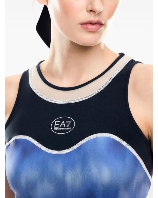EA7 Blue Abstract-Print Tennis Dress