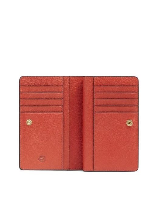 Piquadro Red Bifold Leather Wallet