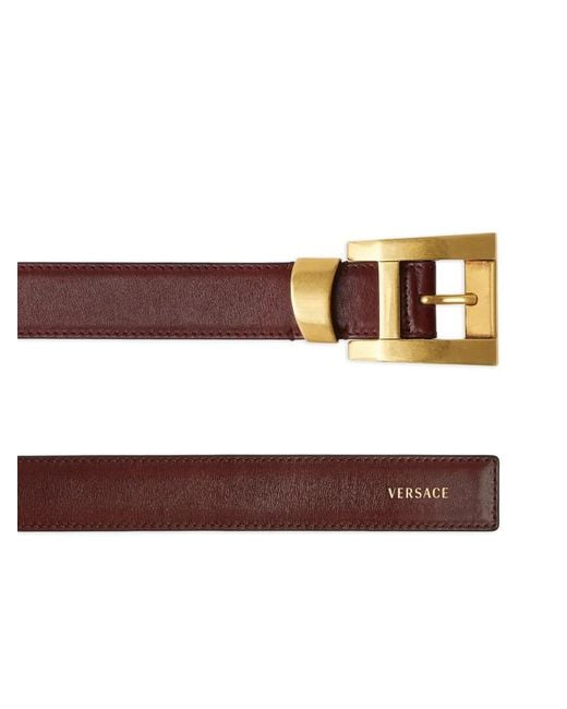 Versace Brown Silk And Nylon Belt With-Tone Buckle And Logo Detail