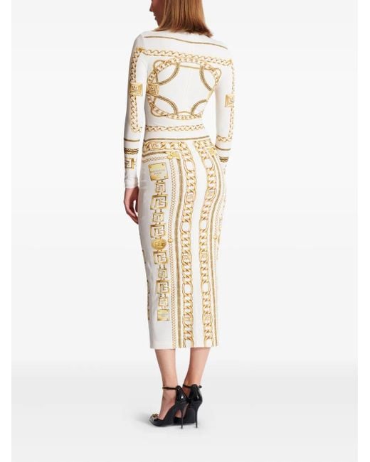 Balmain グラフィック タイトドレス Metallic