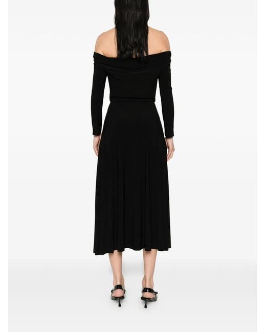 Norma Kamali Black Three-Quarter Sleeve Midi Dress