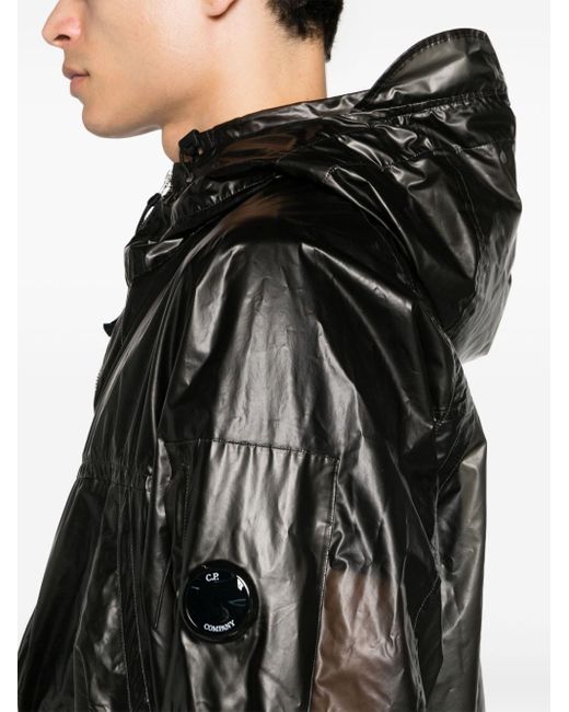 C P Company Black Pium Waterproof Hooded Jacket for men