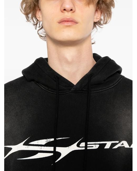 HELLSTAR Black Hstar Graphic Print Hoodie for men