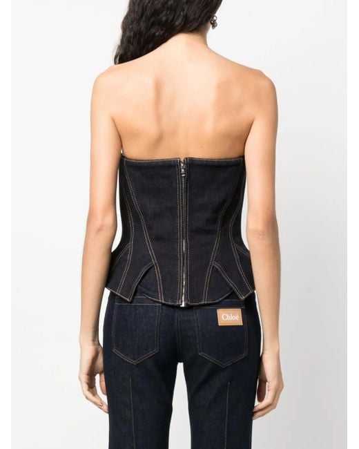 McQueen Blue Denim Bustier Top