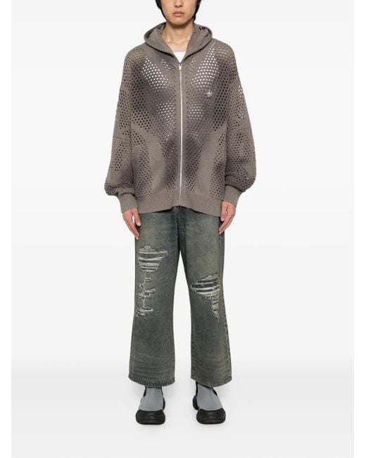 FIVE CM Gray Plaque Cardigan for men