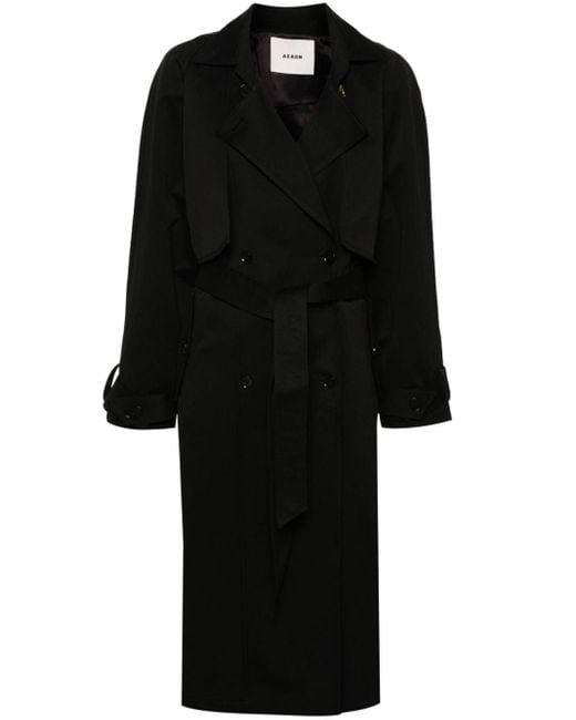 Manteau long à boutonnière croisée Aeron en coloris Black