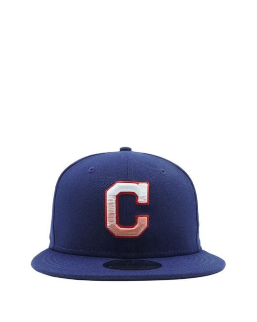 KTZ Blue 9Fifty Cleveland Indians Snapback Hat for men