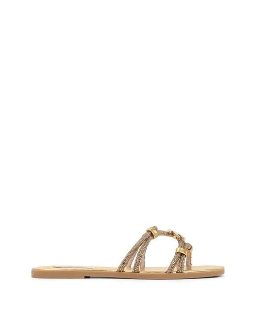Karl Lagerfeld Metallic Crystal-Embellished Logo-Plaque Sandals