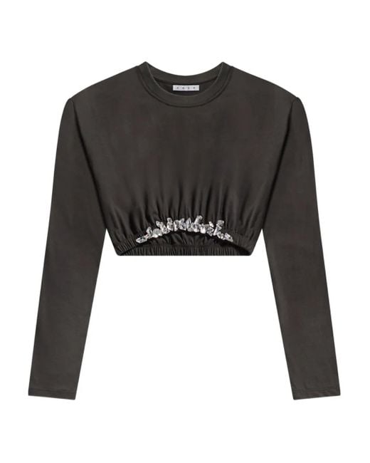 Area Black Crystal-Cluster Long-Sleeve T-Shirt