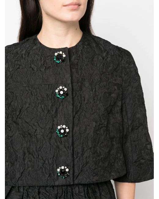 Erdem Black Textured Cropped Jacket