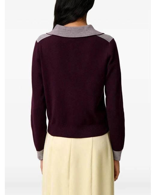 Claudie Pierlot Purple Striped Wool Sailor Cardigan