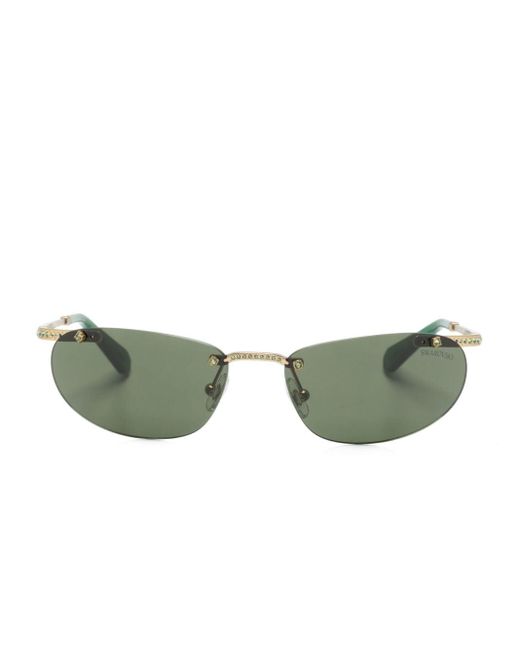 Swarovski Green Crystal Embellished Rimless Sunglasses