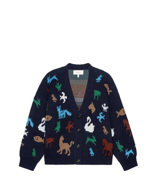 The Great Blue Pictograph Jacquard-Knit Cardigan