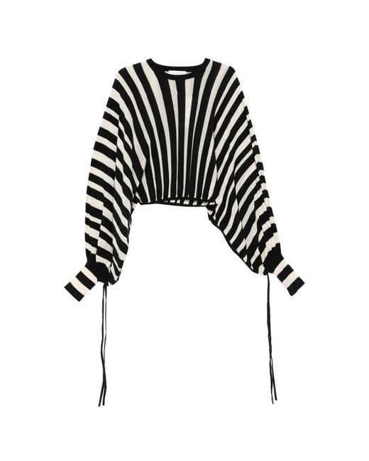 Zimmermann White Striped Balloon-Sleeve Top