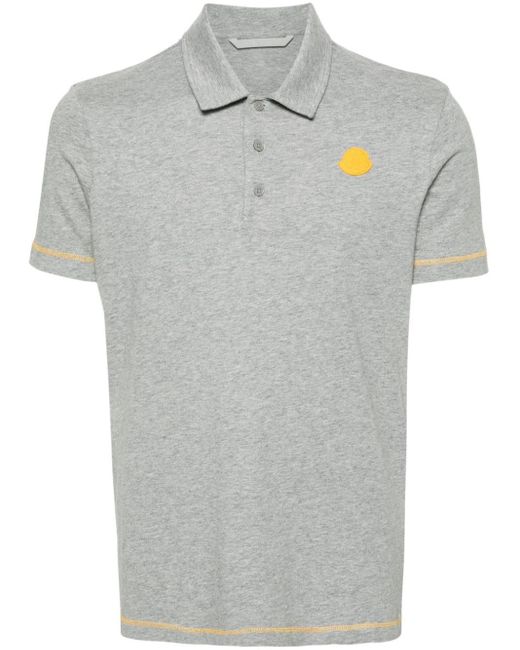 Moncler Gray Logo-patch Polo Shirt for men