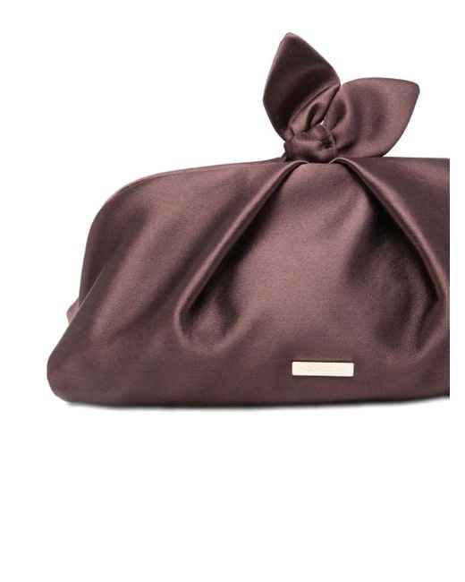 Aquazzura リボン チェーン クラッチバッグ Brown