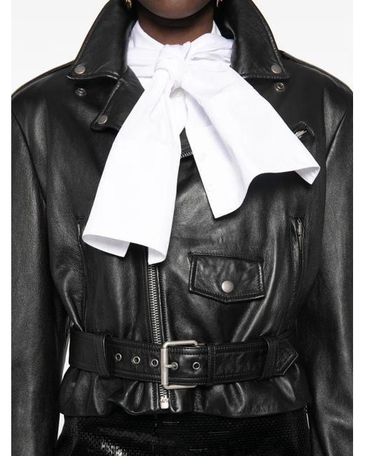 Chaqueta Biker De Piel De Borrego Con Cremallera Saint Laurent de color Black