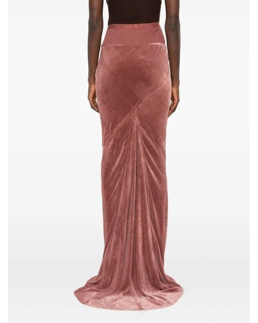 Rick Owens Red Ribbed-Waistband Fishtail Skirt