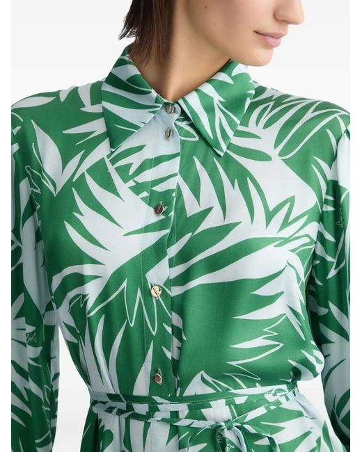 Liu Jo Green Mini Dress With And Leaves Printed