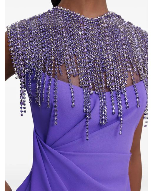 Gemy Maalouf Purple Beaded Maxi Dress