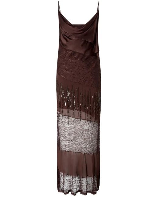 Pinko Purple Dress With Textured Panels And Intricate Detailing