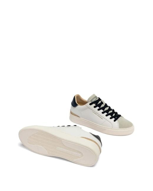 Crime London White Blade Suede-Panelled Sneakers for men