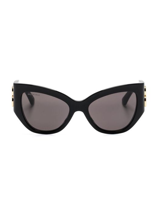 Balenciaga Black Logo-plaque Cat-eye Sunglasses