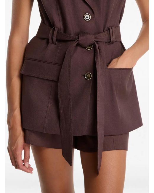 Guess Purple Belted Sleeveless Tailored Gilet
