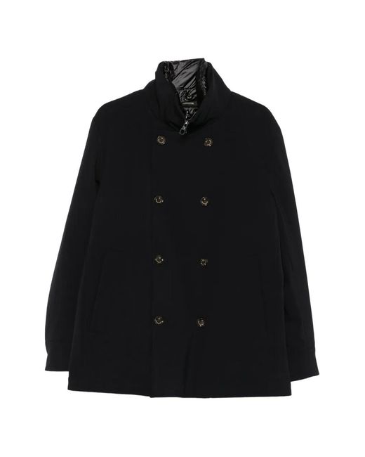 Montecore Black Double-Breasted High-Neck Jacket for men