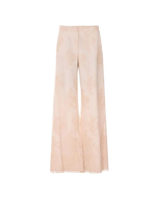 Aniye By White Floral-Embroidered Palazzo Trousers
