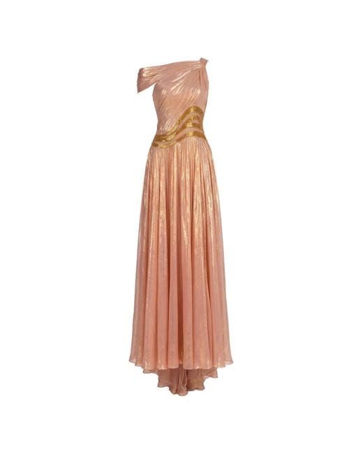 Gatti Nolli by Marwan White Lurex Gown Dress