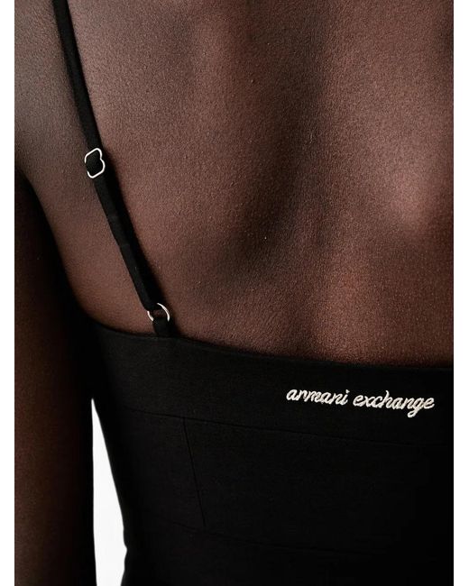 ARMANI EXCHANGE Black Sweetheart-Neck Pleated Mini Dress
