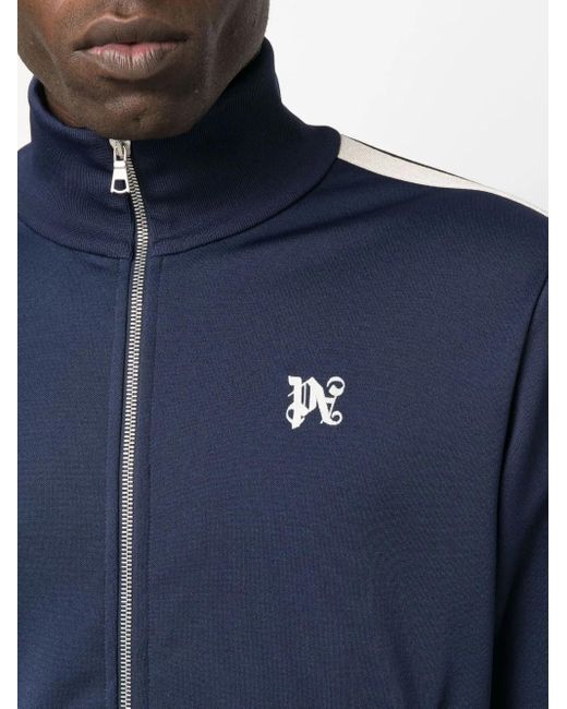 Palm Angels Blue Tracksuit Jacket With Monogram for men