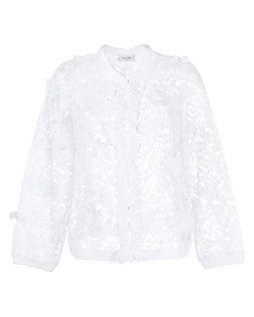 Valentino Garavani White Floral Lace Cardigan