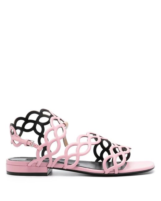 Sergio Rossi Pink Cut-Out Spiral Design Leather Sandals