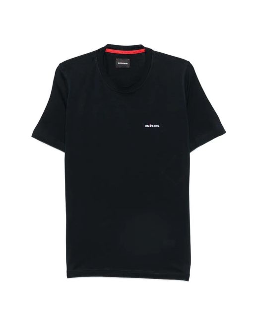 Kiton Black Logo-Embroidered T-Shirt for men