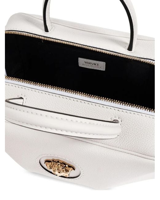 Versace White Boston Medusa-Appliqué Tote Bag