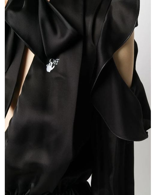 Off-White c/o Virgil Abloh Black Ruffle-Detail Logo-Print Dress