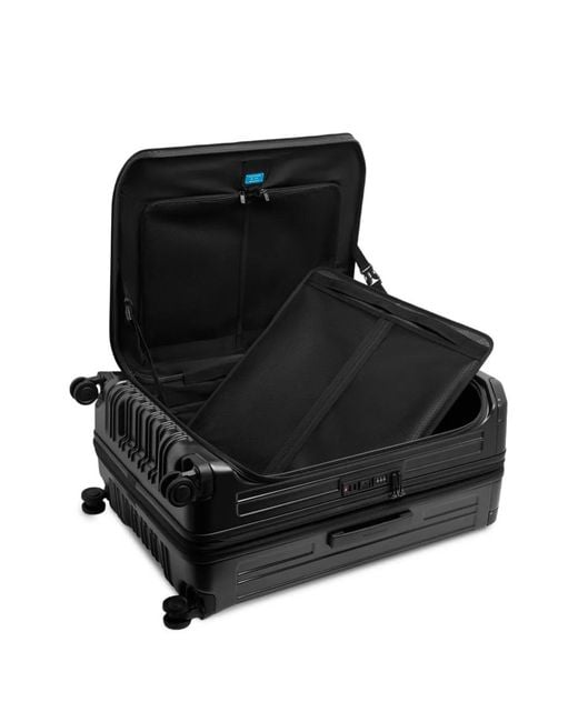 Piquadro Black Large Expandable Dual-Opening Suitcase