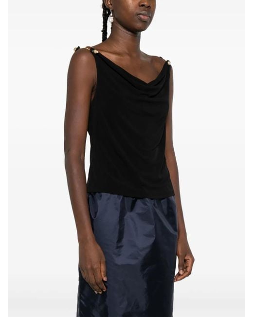 Aje. Black Peyton Cowl-Neck Tank Top