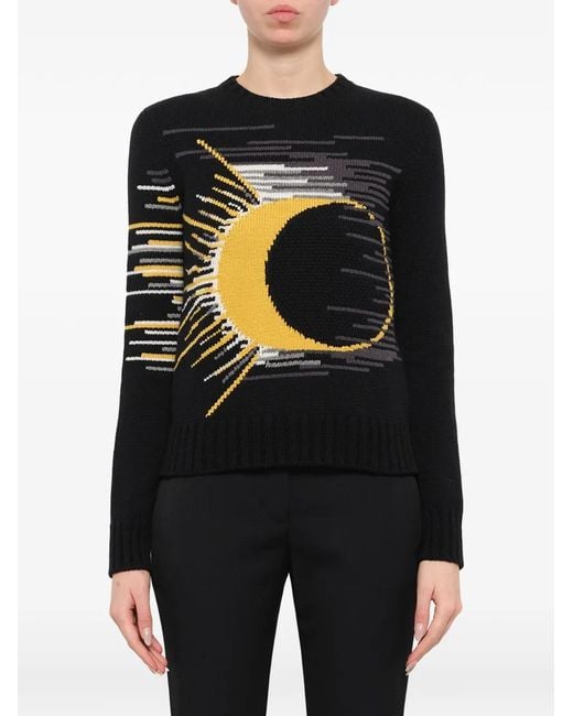 McQueen Black Celestial-Intarsia Sweater