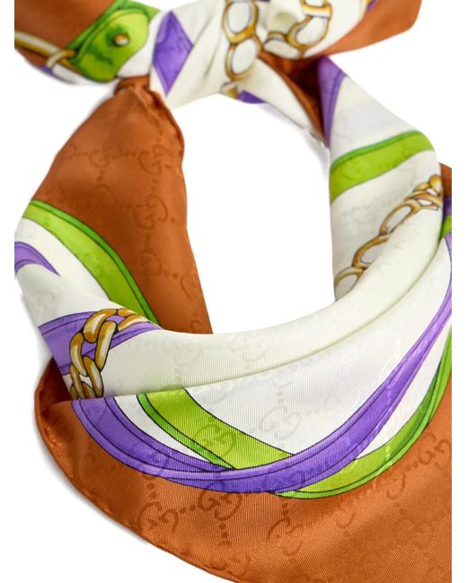 Gucci White Chain-Print Scarf