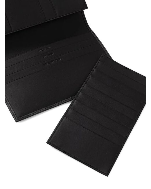 Guess Black Monogram-Pattern Logo-Plaque Leather Passport Holder for men